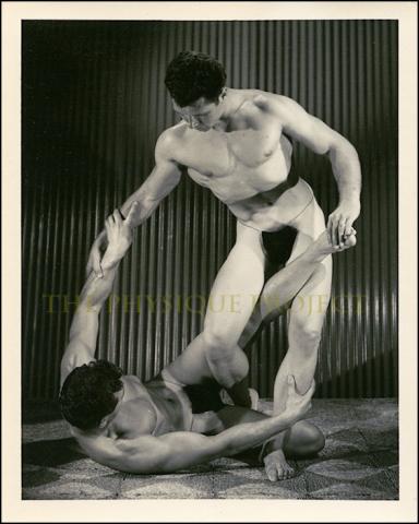 Bruce Of LA Weidemann & Vogel Male Duo Wrestling B&W Physique Photo